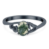 Minimalist Oval Natural Stone Solitaire Ring