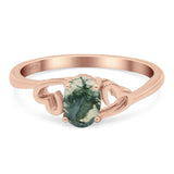 Minimalist Oval Natural Stone Solitaire Ring