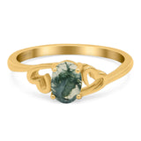 Minimalist Oval Natural Stone Solitaire Ring