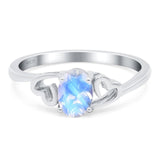 Minimalist Oval Natural Stone Solitaire Ring