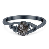 Minimalist Oval Natural Stone Solitaire Ring