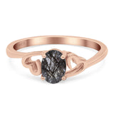 Minimalist Oval Natural Stone Solitaire Ring