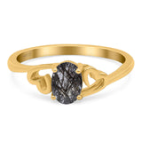 Minimalist Oval Natural Stone Solitaire Ring