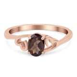 Minimalist Oval Natural Stone Solitaire Ring