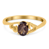 Minimalist Oval Natural Stone Solitaire Ring