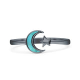 Oxidized Star & Moon Ring