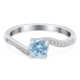 Art Deco Round Natural Aquamarine Wedding Ring 925 Sterling Silver