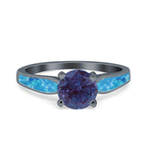 Vintage Style Round Natural Stone Solitaire Ring