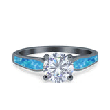 Vintage Style Round Natural Stone Solitaire Ring