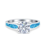 Vintage Style Round Natural Stone Solitaire Ring