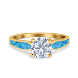 Vintage Style Round Natural Stone Solitaire Ring