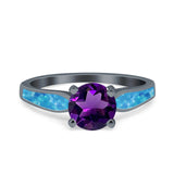 Vintage Style Round Natural Stone Solitaire Ring