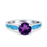 Vintage Style Round Natural Stone Solitaire Ring