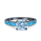 Vintage Style Round Natural Stone Solitaire Ring