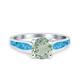 Vintage Style Round Natural Stone Solitaire Ring