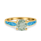 Vintage Style Round Natural Stone Solitaire Ring