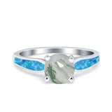 Vintage Style Round Natural Stone Solitaire Ring