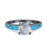 Vintage Style Round Natural Stone Solitaire Ring