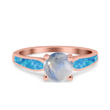 Vintage Style Round Natural Stone Solitaire Ring