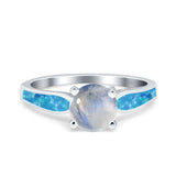 Vintage Style Round Natural Stone Solitaire Ring