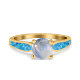 Vintage Style Round Natural Stone Solitaire Ring