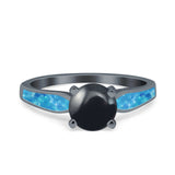 Vintage Style Round Natural Stone Solitaire Ring