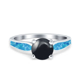 Vintage Style Round Natural Stone Solitaire Ring