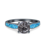 Vintage Style Round Natural Stone Solitaire Ring