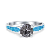 Vintage Style Round Natural Stone Solitaire Ring