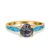 Vintage Style Round Natural Stone Solitaire Ring