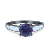 Round Natural Stone Solitaire Ring