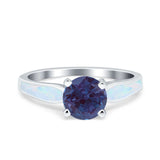 Round Natural Stone Solitaire Ring