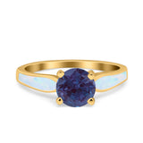 Round Natural Stone Solitaire Ring