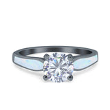 Round Natural Stone Solitaire Ring
