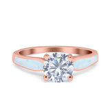 Round Natural Stone Solitaire Ring