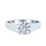 Round Natural Stone Solitaire Ring