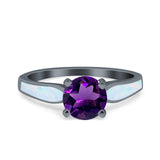 Round Natural Stone Solitaire Ring