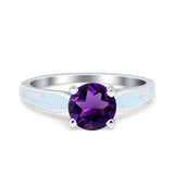 Round Natural Stone Solitaire Ring