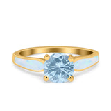 Round Natural Stone Solitaire Ring