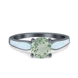 Round Natural Stone Solitaire Ring