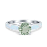 Round Natural Stone Solitaire Ring