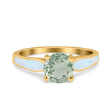Round Natural Stone Solitaire Ring