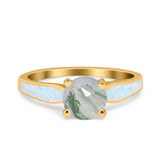 Round Natural Stone Solitaire Ring