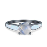 Round Natural Stone Solitaire Ring