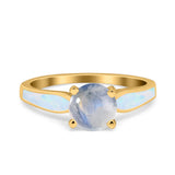 Round Natural Stone Solitaire Ring