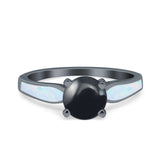 Round Natural Stone Solitaire Ring