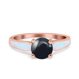 Round Natural Stone Solitaire Ring