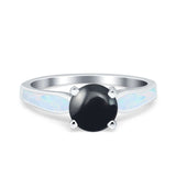 Round Natural Stone Solitaire Ring