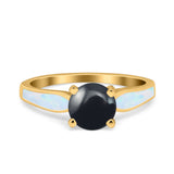 Round Natural Stone Solitaire Ring