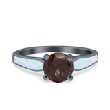 Round Natural Stone Solitaire Ring